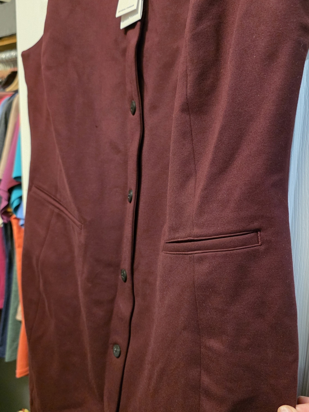 Universal Standard Sleeveless Button-Front Wine Midi Dress, Sz S (14-16) - Picture 5 of 7